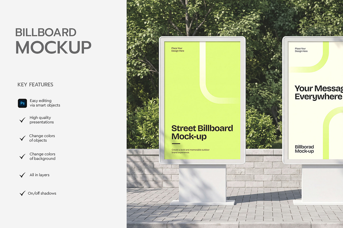 Street Billboard Mockup, an Advertising Mockup by graphypix (Photo 2 of 4)