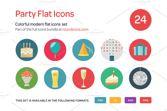 Party Flat Icons Set
