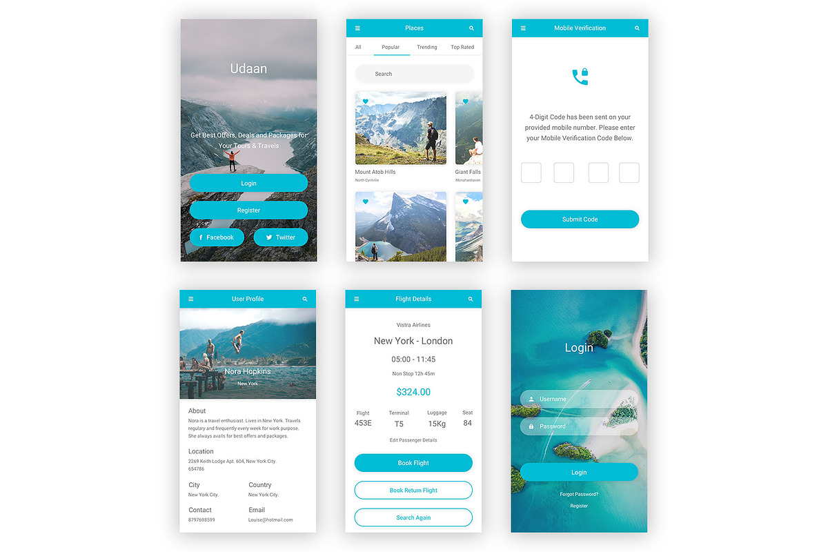 Travel & Flight Booking AI App, an UI Kit Template by themelove (Photo 8 of 16)
