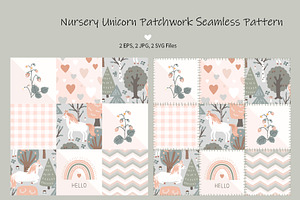 Unicorn Quilt Seamless Pattern