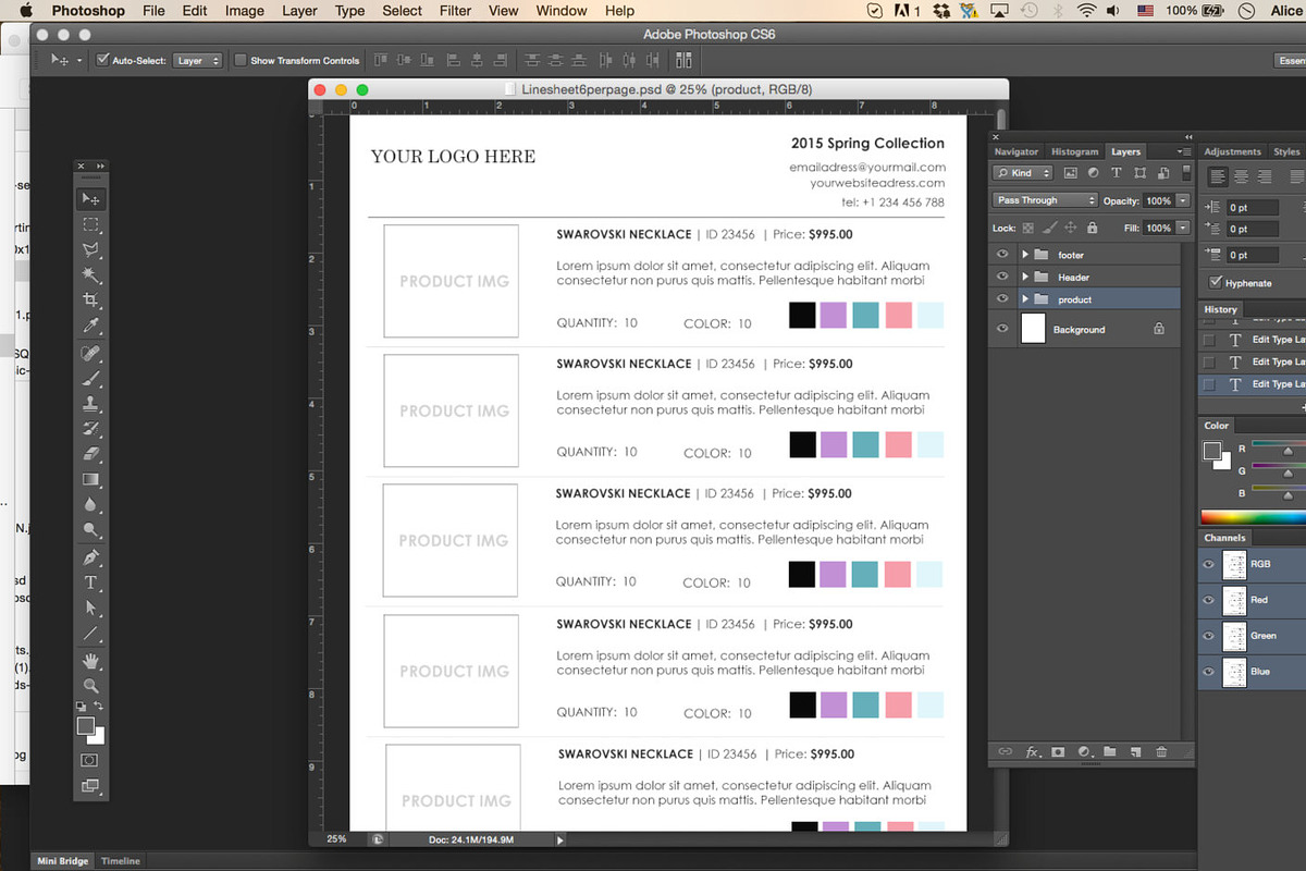 Product Line sheet with color sheet, a Brochure Template by AIW SOLUTIONS (Photo 3 of 6)