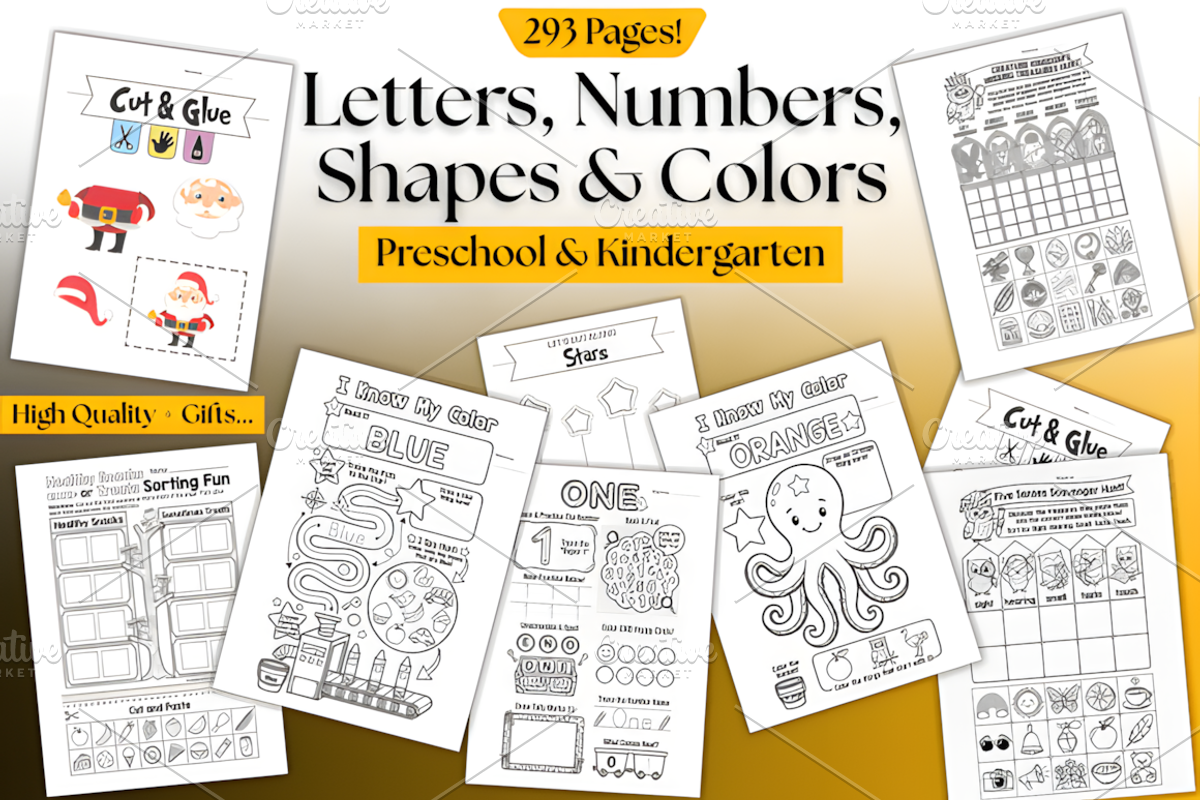 Preschool Learning Worksheets Bundle, a Decorative Illustration by Coco Bloom (Photo 1 of 6)
