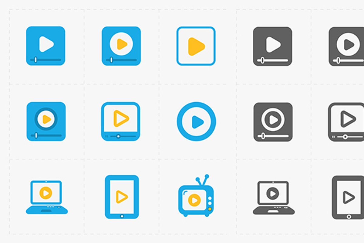 Vector flat video player icons, an Icon by Anton