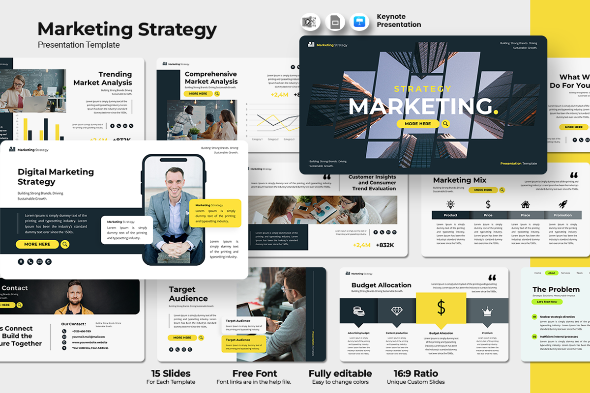 Marketing Strategy Keynote Template, a Presentation Template by QR ...