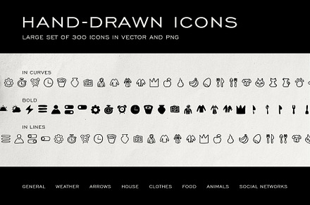 300 Hand-drawn icons set