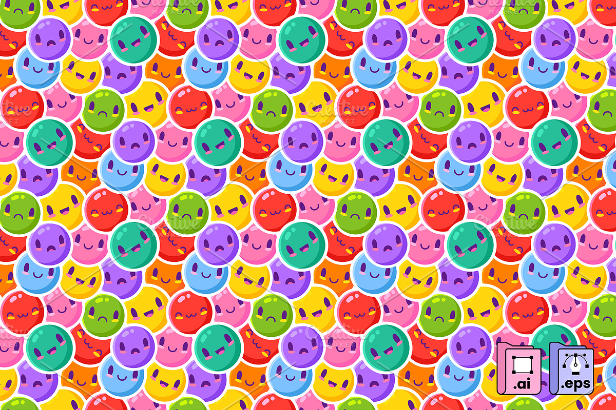 Colorful Emoticon Pattern, a Pattern Graphic by MISS CHATZ (Photo 2 of 3)