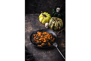 Halloween dish black pasta with, a Holiday Photo by Yulia Furman