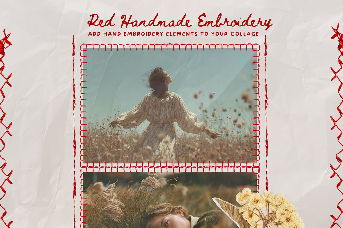 Red Handmade Embroidery Collage, an Object Graphic by InstaDesignPro (Photo 14 of 18)