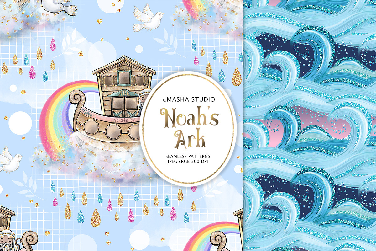 Noah's Ark Digital Papers, a Pattern Graphic by Masha  Studio (Photo 6 of 8)