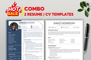 COMBO 2 RESUME CV TEMPLATES 25 & 21