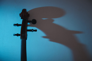 Cello in dark room