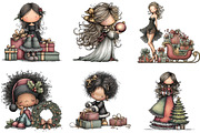 Elegant Christmas Girl Clipart, an Illustration by DreamArtGraphic (Thumbnail 2 of 5)