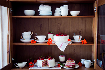 Cakes on shelves stock photo containing afternoon tea and bakery