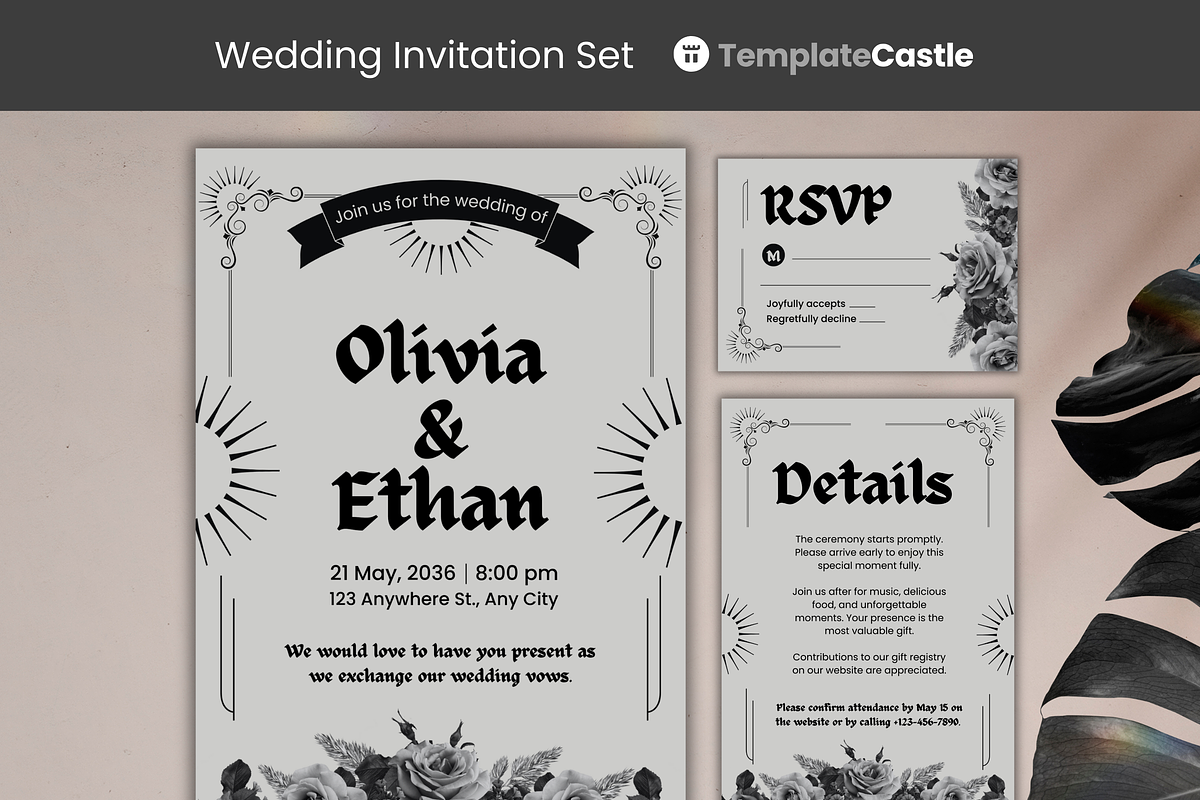 Gothic & Romantic Wedding Invitation, a Templates & Theme by TemplateCastleStore (Photo 1 of 9)