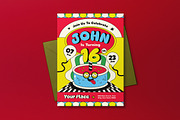 Red Cartoon Teen Birthday Invitation, an Invitation Template by graphicook (Thumbnail 3 of 3)