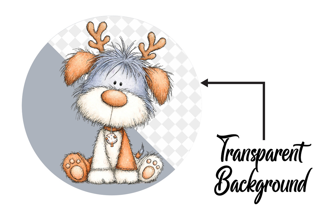 Whimsical Cute Christmas Dog Clipart, an Illustration by Pixels.Craft (Photo 2 of 6)