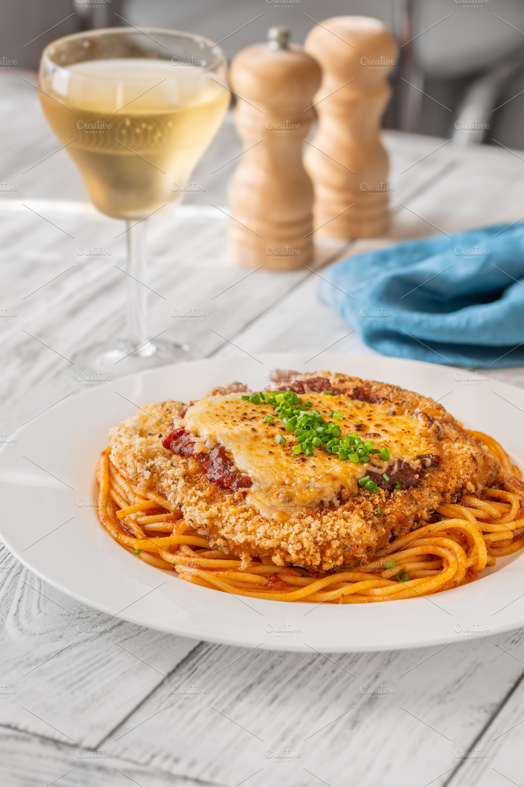 Chicken Parmesan with spaghetti whit, a Food & Drink Photo by Alexander Prokopenko