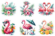 summer flamingo clipart, a Seasonal Illustration by DreamArtGraphic (Thumbnail 3 of 4)