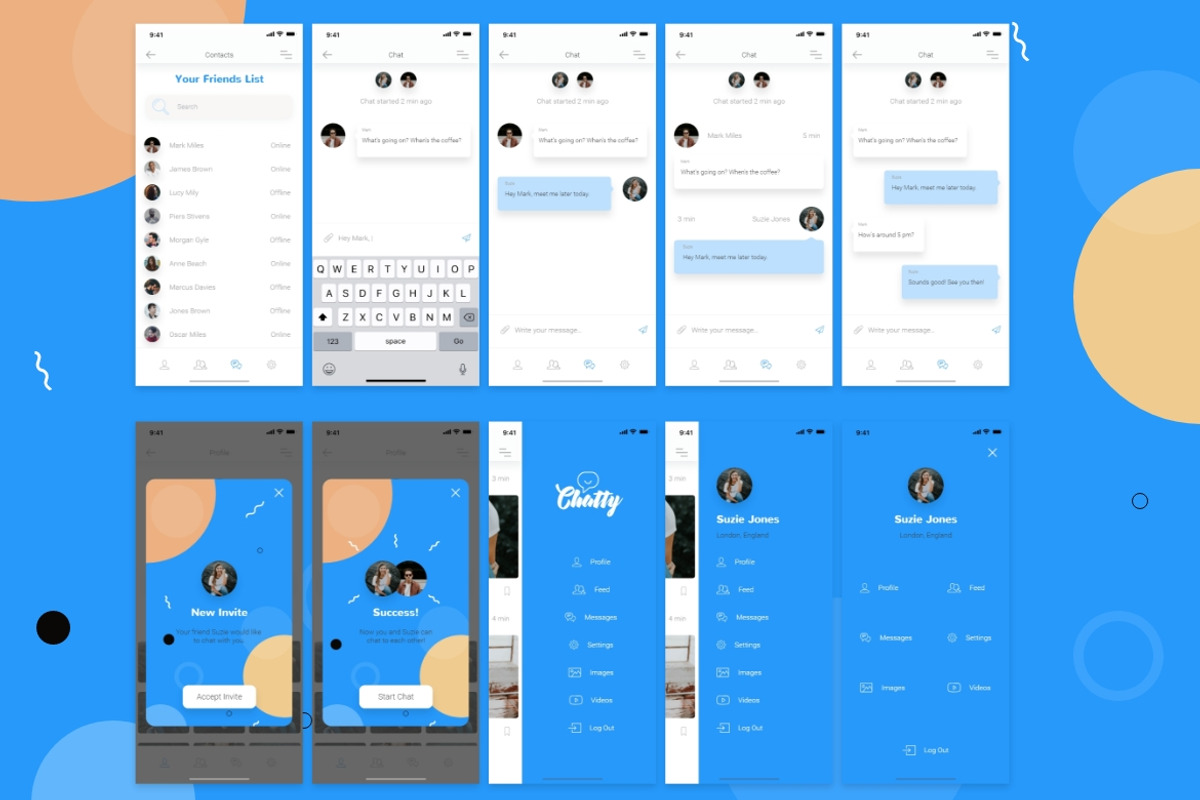 Chatty Mobile UI Kit, an UI Kit Template by Web Donut (Photo 6 of 7)