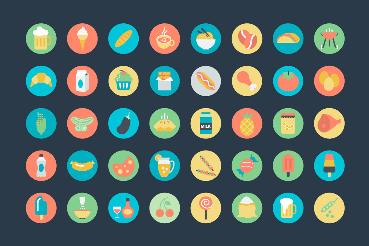 200 Flat Food Vector Icons, a Duotone Icon by Vectors Market (Photo 3 of 5)