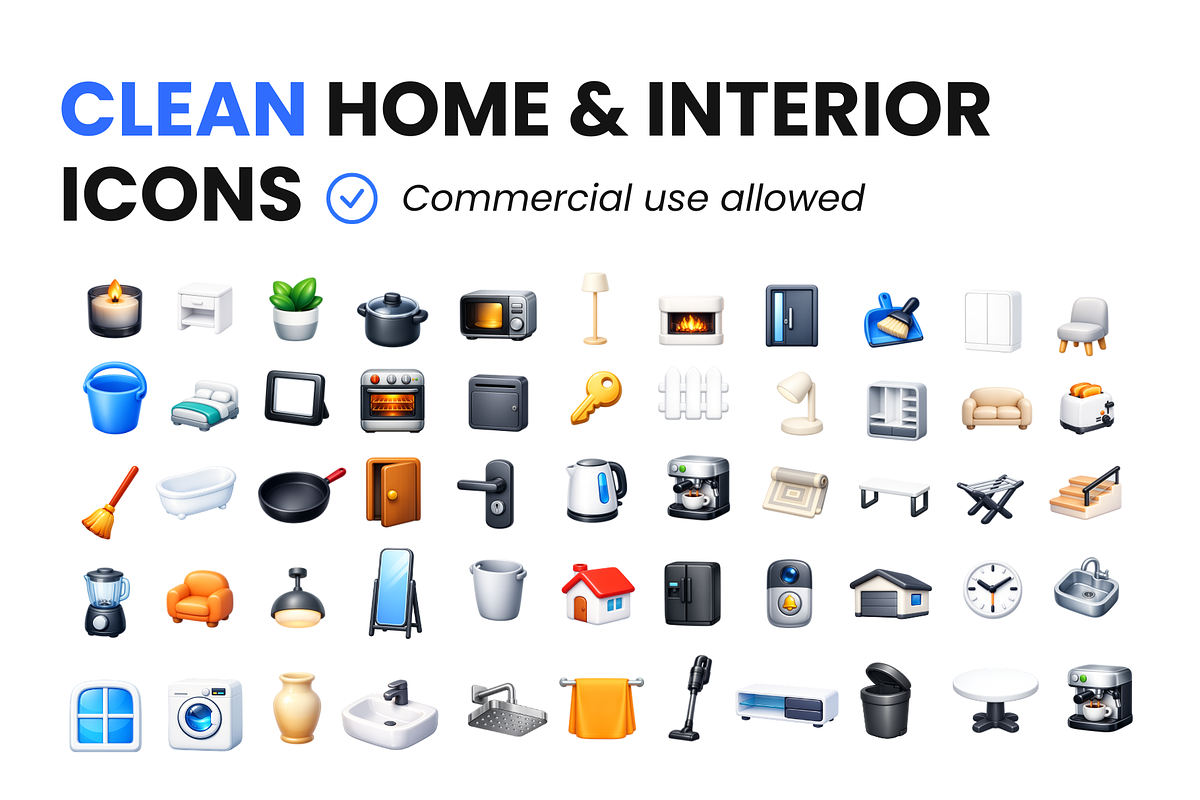 60 Home & Interior 3D Premium Icons, a Solid Icon by Icons Drop (Photo 2 of 5)
