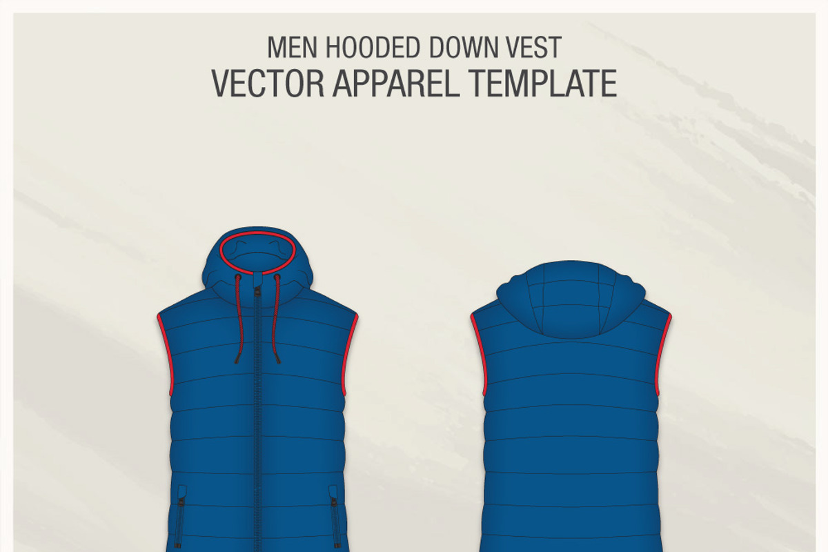 Men Hooded Down Vest Fashion Flat, an Illustration by VECFASHION (Photo 1 of 3)