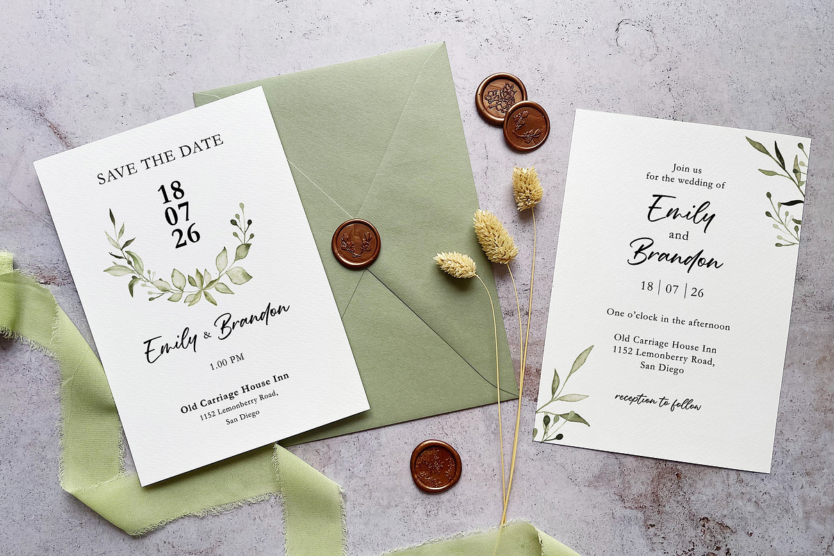 Minimalist Greenery Wedding Suite preview 3