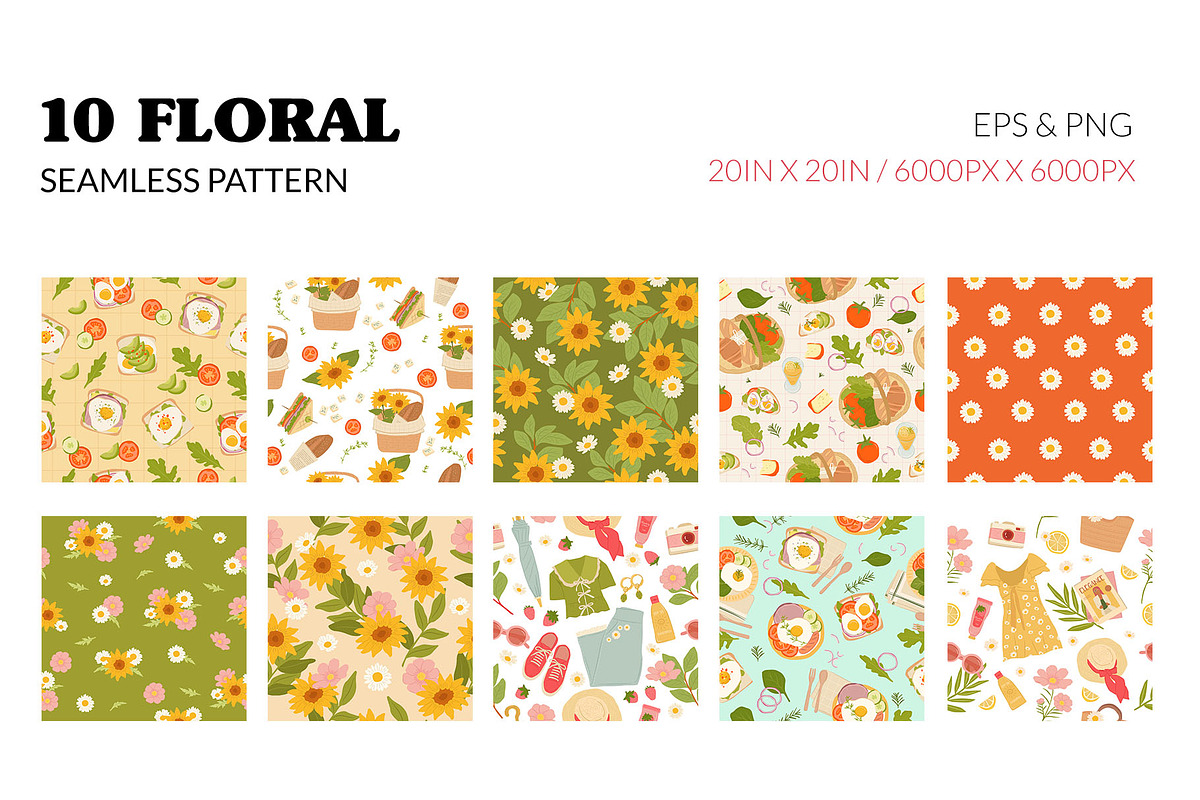 Summer Picnic Pattern Bundle, a Pattern Graphic by CreativeChristiana (Photo 2 of 9)