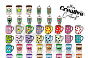 Cute Coffee Cup Bundle Clipart, a Graphic by Mrs. Creative Creations (Thumbnail 1 of 7)