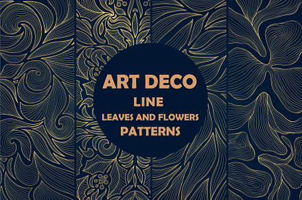 Art deco leaves and flowers patterns, a Pattern Graphic by Marylia