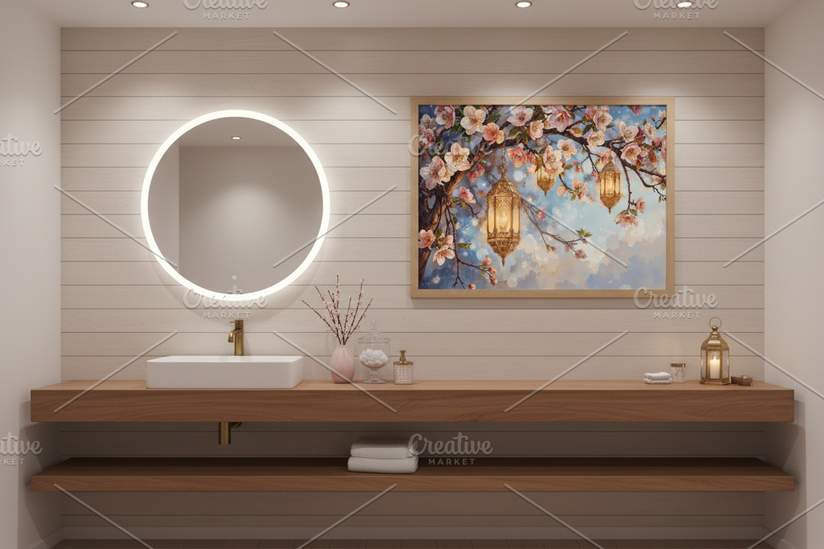 Cherry Blossom Lanterns – Watercolor, a Background Graphic by Floraphoria (Photo 8 of 11)