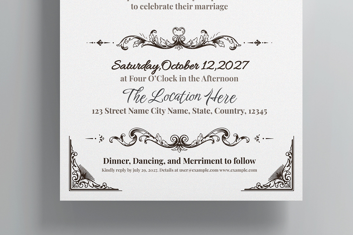 Vintage Wedding Invitation Card, a Stationery Template by MightyDesign (Photo 3 of 8)