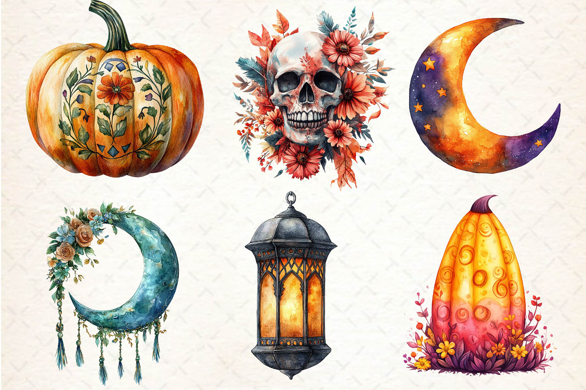 Boho Halloween Trick or Treat Bundle, an Illustration by Dream Creation (Photo 6 of 7)