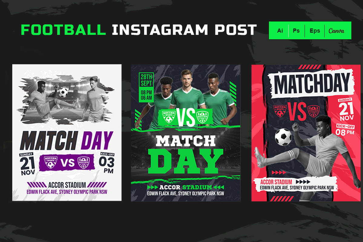 Football Match Day Instagram Post, a Social Media Template by Jiwstudio (Photo 4 of 4)