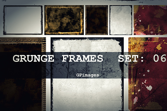5 Grunge textured retro style frames preview 3