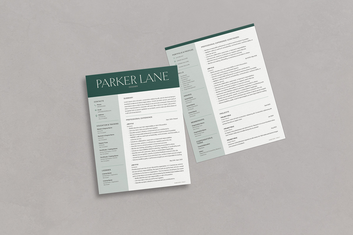 Parker Resume CV Kit, a Resume Template by Franklin Lane (Photo 3 of 6)
