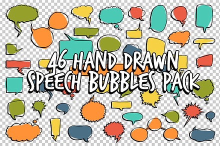 46 Hand Drawn Speech Bubbles Pack