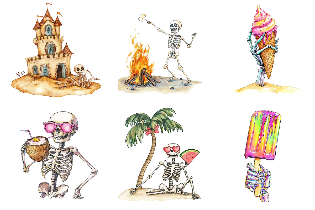 Spooky Summer Skeleton Sublimation, an Illustration by DreamArtGraphic (Photo 2 of 4)