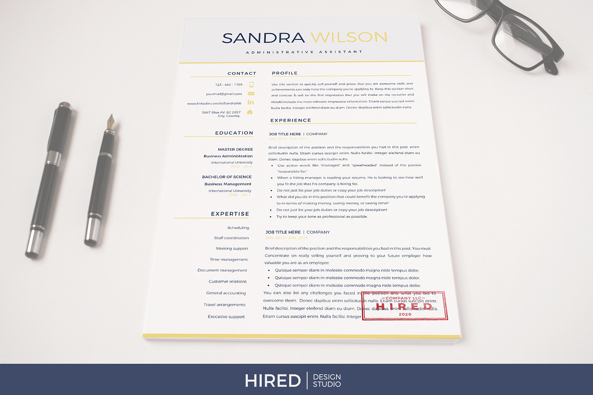 Professional Resume Template Bundle, a Resume Template by HIRED Design Studio (Photo 10 of 13)
