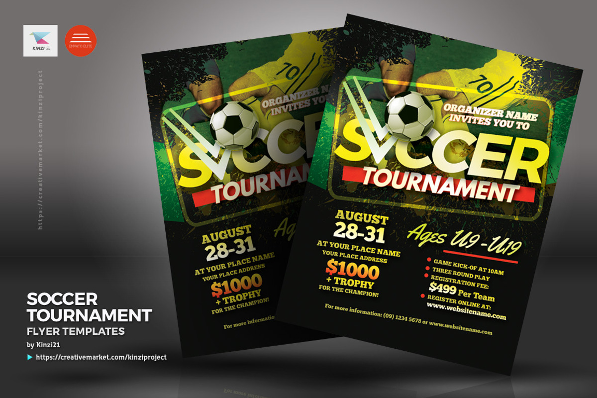 Soccer Tournament Flyer Templates, a Flyer Template by kinzi21 (Photo 3 of 4)