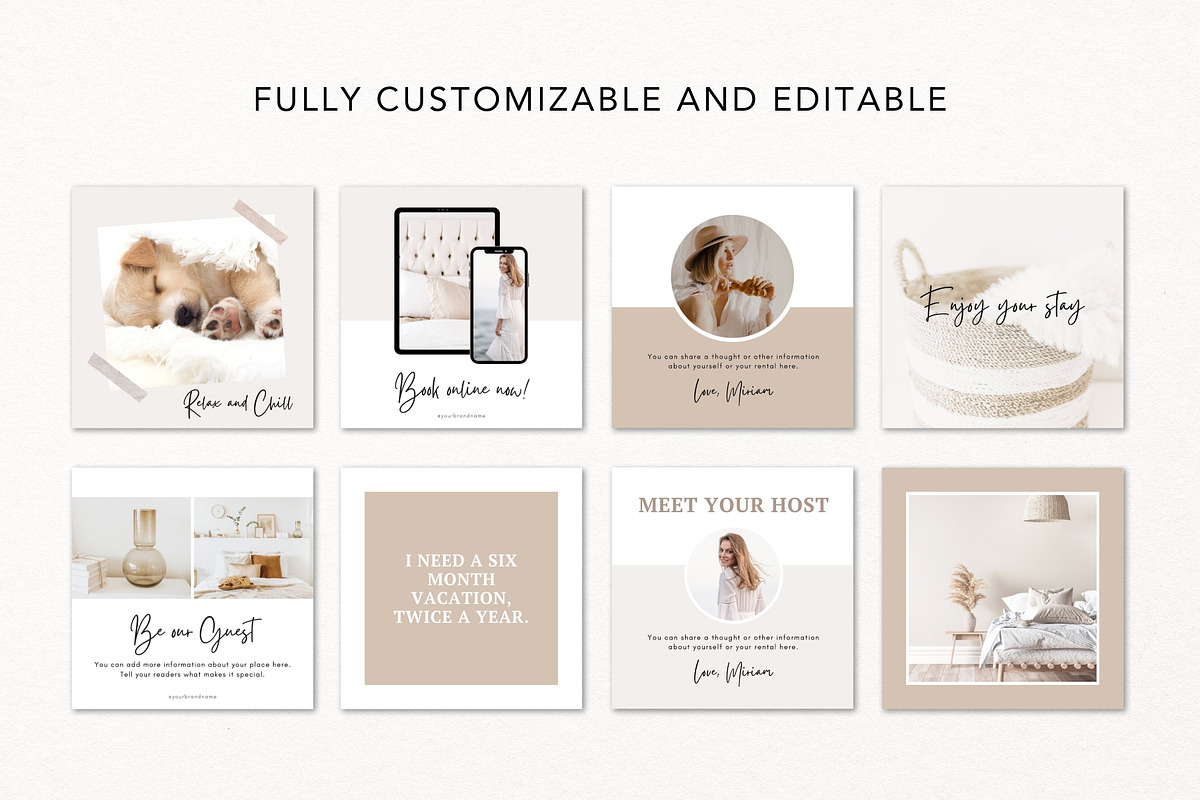Airbnb Instagram Templates Canva, a Social Media Template by DeeBeeDesign (Photo 4 of 10)