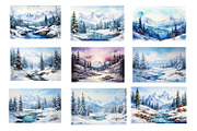 Winter mountain landscape, a Seasonal Illustration by AkvarelRiver (Thumbnail 2 of 6)