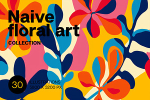 Naive floral art. 30 images, a Decorative Illustration by Handmadefont