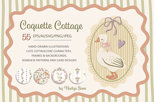 Coquette Cottage Hand Drawn Vector