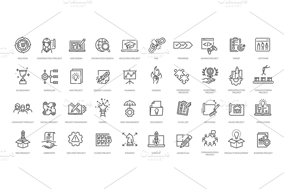 Project symbols, an Outline Icon by Tettygreen