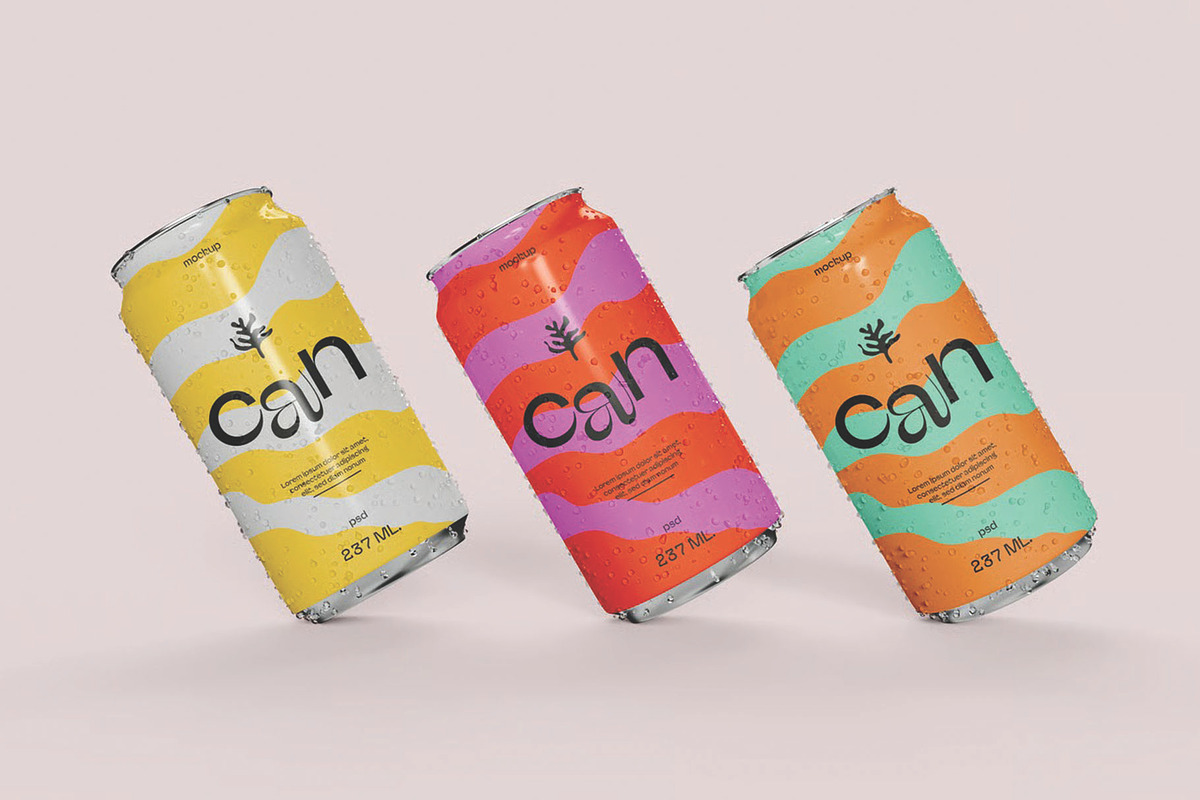 Soda Cans Mockup, an Advertising Mockup by skybluecreative (Photo 1 of 3)