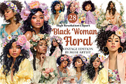 Black Woman Floral Clipart, an Illustration by DreamArtGraphic (Thumbnail 1 of 4)