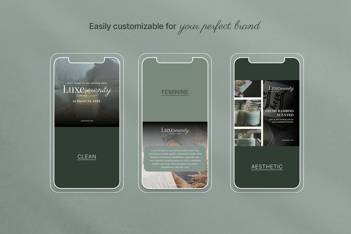 LuxeSerenity | Candle Canva Template, a Social Media Template by prajapixels (Photo 4 of 5)