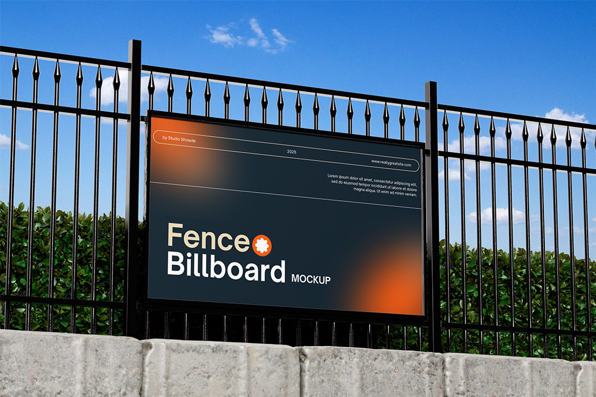 Fence Billboard Mockup, an Advertising Mockup by HanaSaka_Studio (Photo 5 of 5)