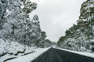 Winter landscape of countryside road